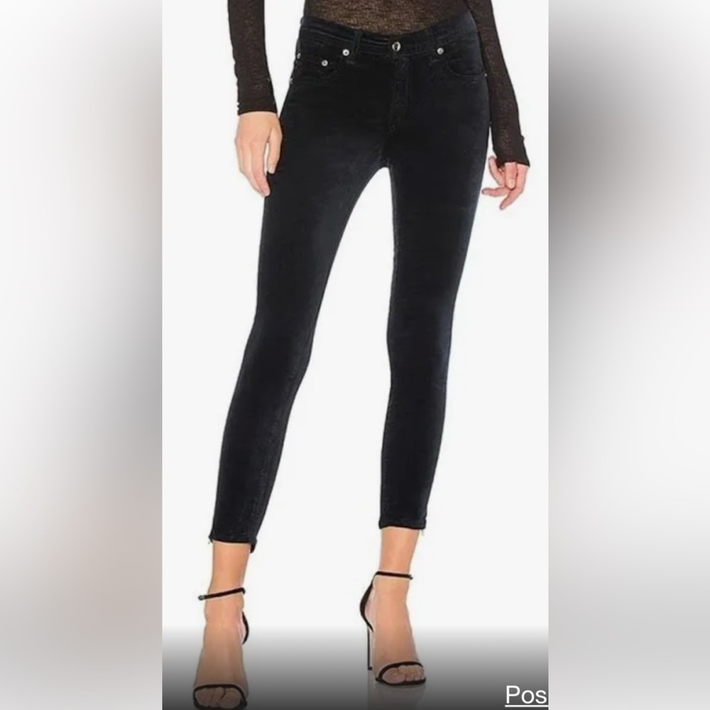 Rag & Bone Black Velvet 10 inch Capri Skinny Pants Size 26